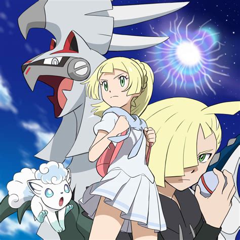 Image Lillie And Gladion With Alolan Vulpix And Sivally Anime Picture