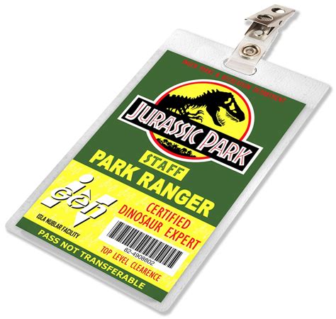 Jurassic Park World Ranger Id Badge Name Tag Laminate Prop Etsy