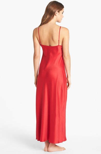Natori Long Charmeuse Nightgown In Red Regent Red Lyst
