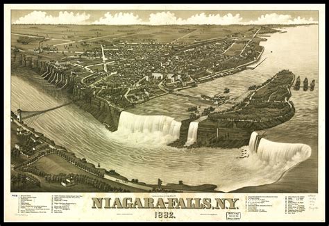 Niagara Falls Ny Panoramic Map Vintage Map Vintage Map Art Vintage
