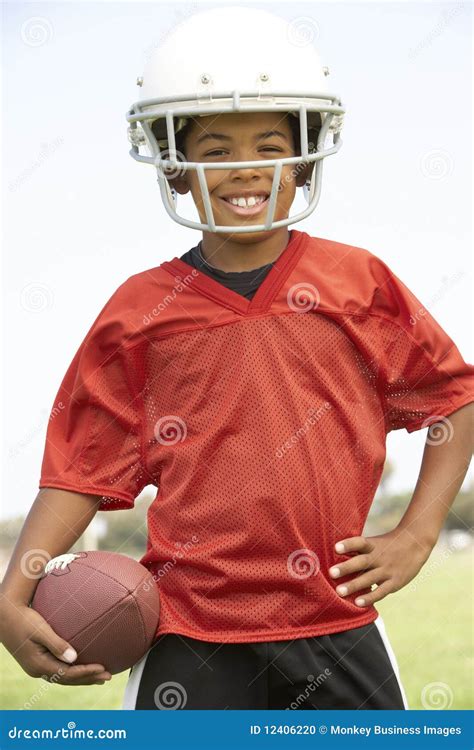 Young Boy Playing American Football Stock Photo Image Of Space