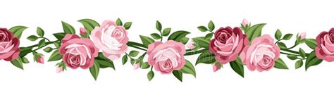 Horizontal Seamless Background With Red Roses Stock Vector
