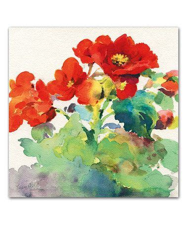 Courtside Market Red Green Watercolor Garden I Wrapped Canvas