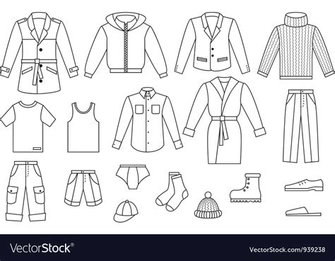 Outline Mens Clothing Collection Royalty Free Vector Image