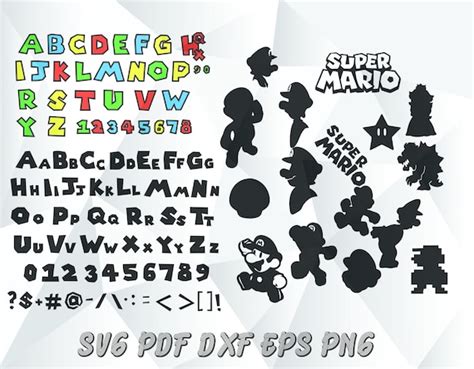 Pdf Numbers And Images Svg Printable Letters Dxf Eps Png Super Mario
