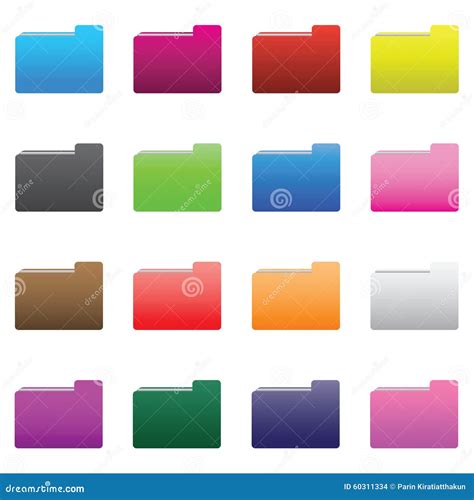 Colorful Folder Icons Set Stock Illustration Illustration Of File