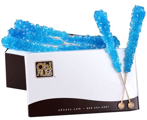 Large Unwrapped Blue Rock Candy Crystal Sticks Raspberry Rock Candy