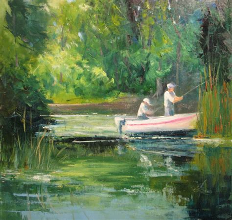 Backbay Fishermen Landscape Oil Painting