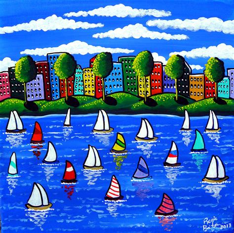 City Shoreline Sailing Painting By Renie Britenbucher Fine Art America