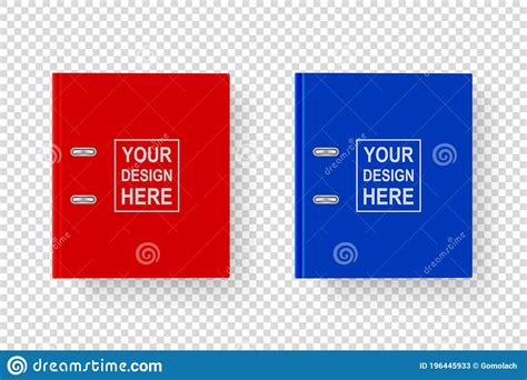 Vector 3d Closed Realistic Red And Blue Blank Office Binder With Metal