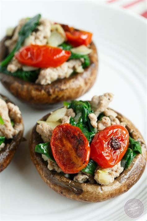 Ground Turkey And Spinach Stuffed Mushrooms Table For Two By Julie Chiou