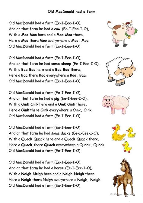 Old Macdonald Had A Farm Nursery Rhymes Lyrics Farm Songs Preschool