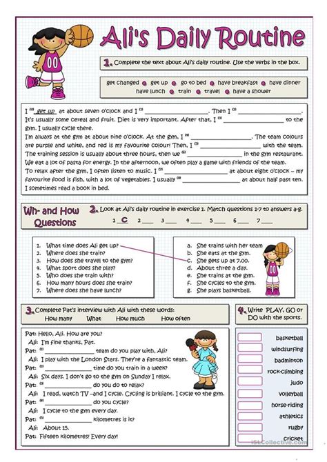 Ali S Daily Routine English Esl Worksheets For Distance Learning And