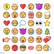 Emoji Faces Simple Icons Thin Line Symbols Stock Illustration ...