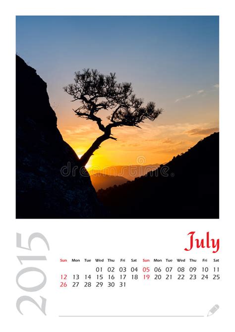Photo Calendar With Minimalist Landscape 2015 Stock Image Image Of