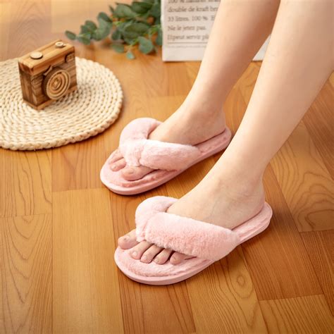 Women S Home Slippers Plush Flip Flops Cozy Memory Foam Spa Plush