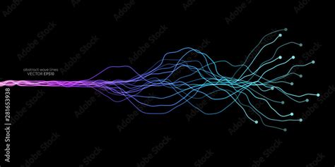 Ai Artificial Intelligence Wave Lines Neural Network Purple Blue And
