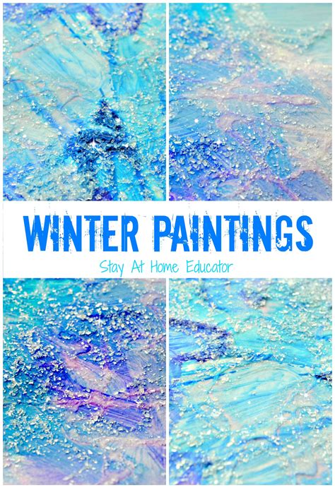 Winter Paintings With Text Overlay That Says Stay At Home Education