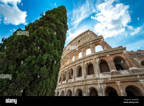 Rome Italy View Of The Famous Stone Amphitheater Known As The Roman