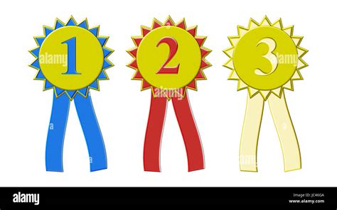 Illustration Of First Second And Third Place Award Ribbons In Playful