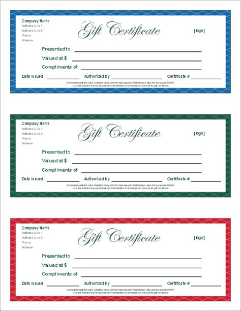 Printable Gift Certificates