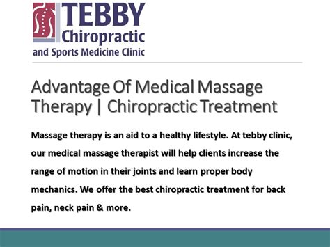 Ppt Advantage Of Medical Massage Therapy Chiropractic Treatment Powerpoint Presentation
