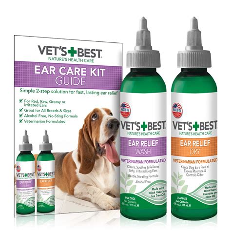 Vets Best Dog Ear Cleaner Kit Multi Symptom Ear Relief Wash And Dry