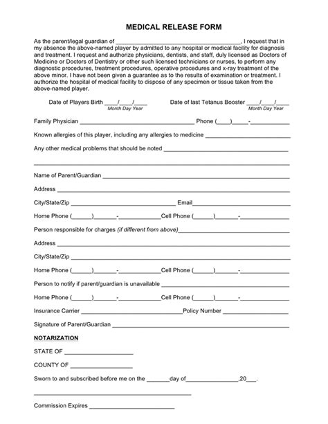 Medical Release Form In Word And Pdf Formats
