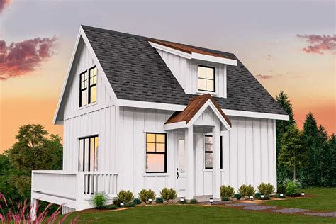 Simple Modern Farmhouse Plan Under 1000 Square Feet