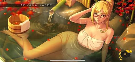Rule 34 Akiyama Kaede Amber Eyes Barefoot Bath Bathing Big Breasts Blonde Hair Cleavage
