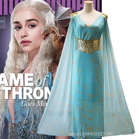 11 Game Of Thrones Daenerys Targaryen Costume Khaleesi Blue Dress With