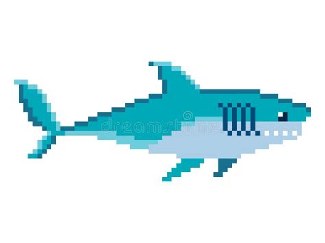 Pixel Art Shark In 8 Bit Retro Game Style Stock Vector Illustration
