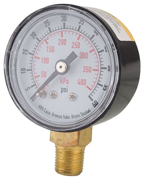 Grainger Approved Pressure Gauge 0 To 60 Psi 0 To 400 Kpa Range 18