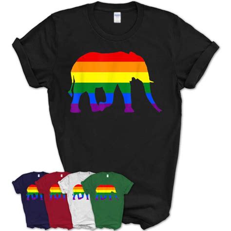 Pride Elephant Shirt Lgbt Lesbian Gay Flag Vegan Tee Teezou Store Gearnoble