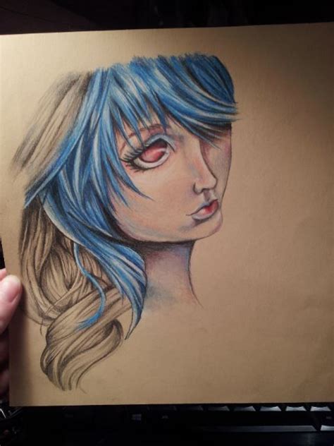 Drawing Of A Girl With Blue Hair Copy Drawings Art Female Sketch