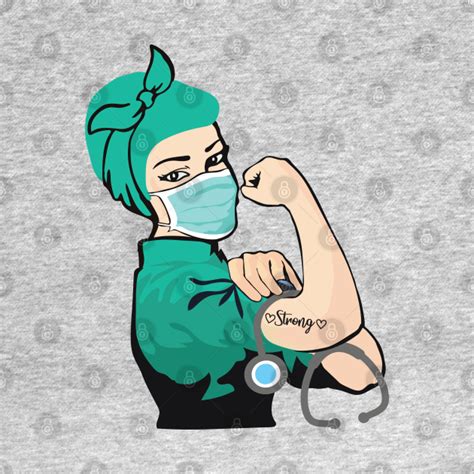 pin up nurse girl wearing mask with strong tattoo nurse t shirt teepublic