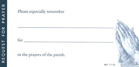 Request For Prayer Pew Cards Pack Of 100 7110 Cokesbury