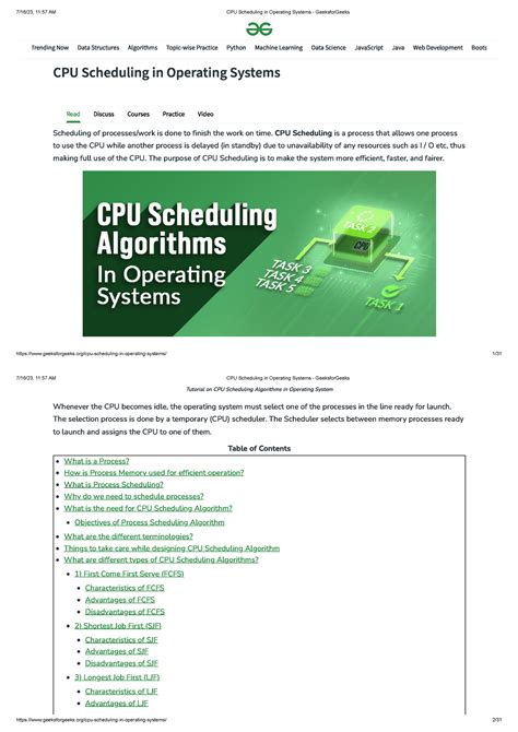 CPU Scheduling In Operating Systems Geeksfor Geeks Studocu