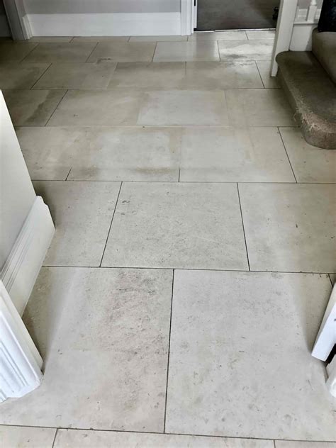 Grubby Honed Limestone Floor Restored In Highgate North London Tile