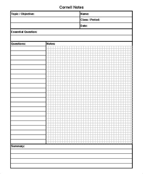 Cornell Method Template Business Mentor