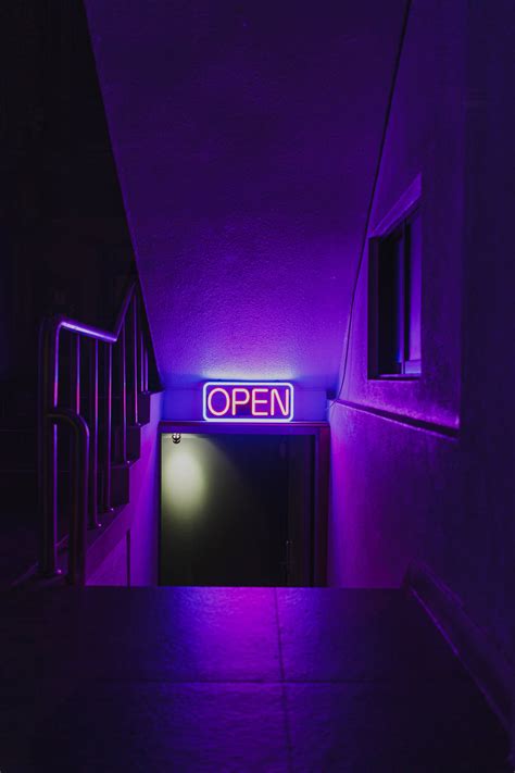 Download Dark Neon Purple Open Sign Wallpaper