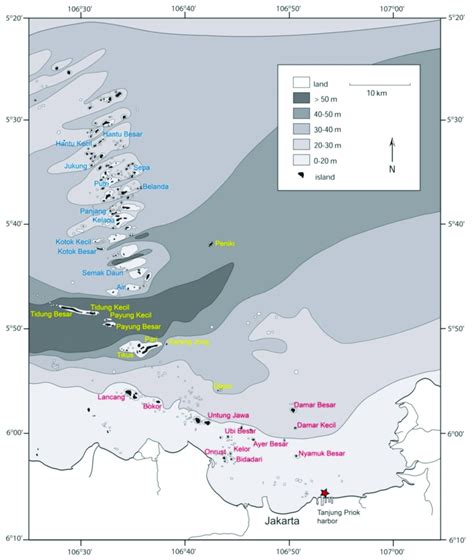 Map Of Jakarta Bay And The Thousand Islands Archipelago Kepulauan