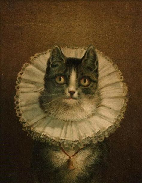 Victorian Trading Co The Widow Tabby Cat In Lace Collar Print Cat Art