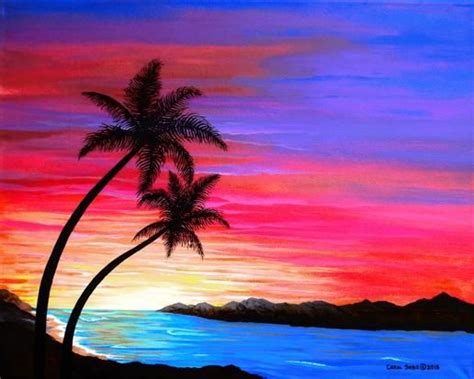 Southwest Landscapes Tropical Sunset Acrylic On Canvas