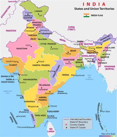 Free Printable Map Of India