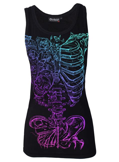 Darkside Butterfly Skeleton Ribs Beater Vest Attitude Clothing Clothes T Shirts For Women