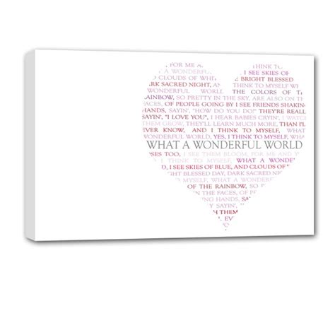 What A Wonderful World Heart Shaped Word Collage Word Art Canvas