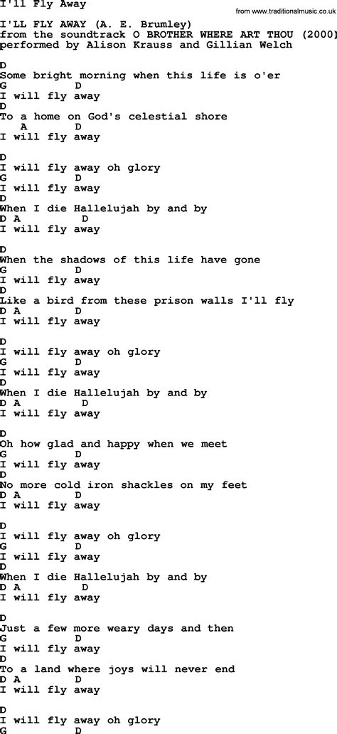 Ill Fly Away Bluegrass Lyrics With Chords