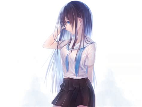 Desktop Wallpaper School Dress Anime Girl Long Hair