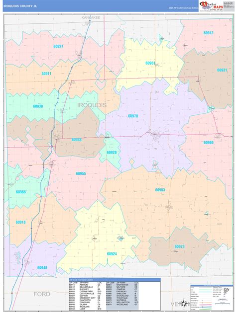 Iroquois County Il Wall Map Color Cast Style By Marketmaps